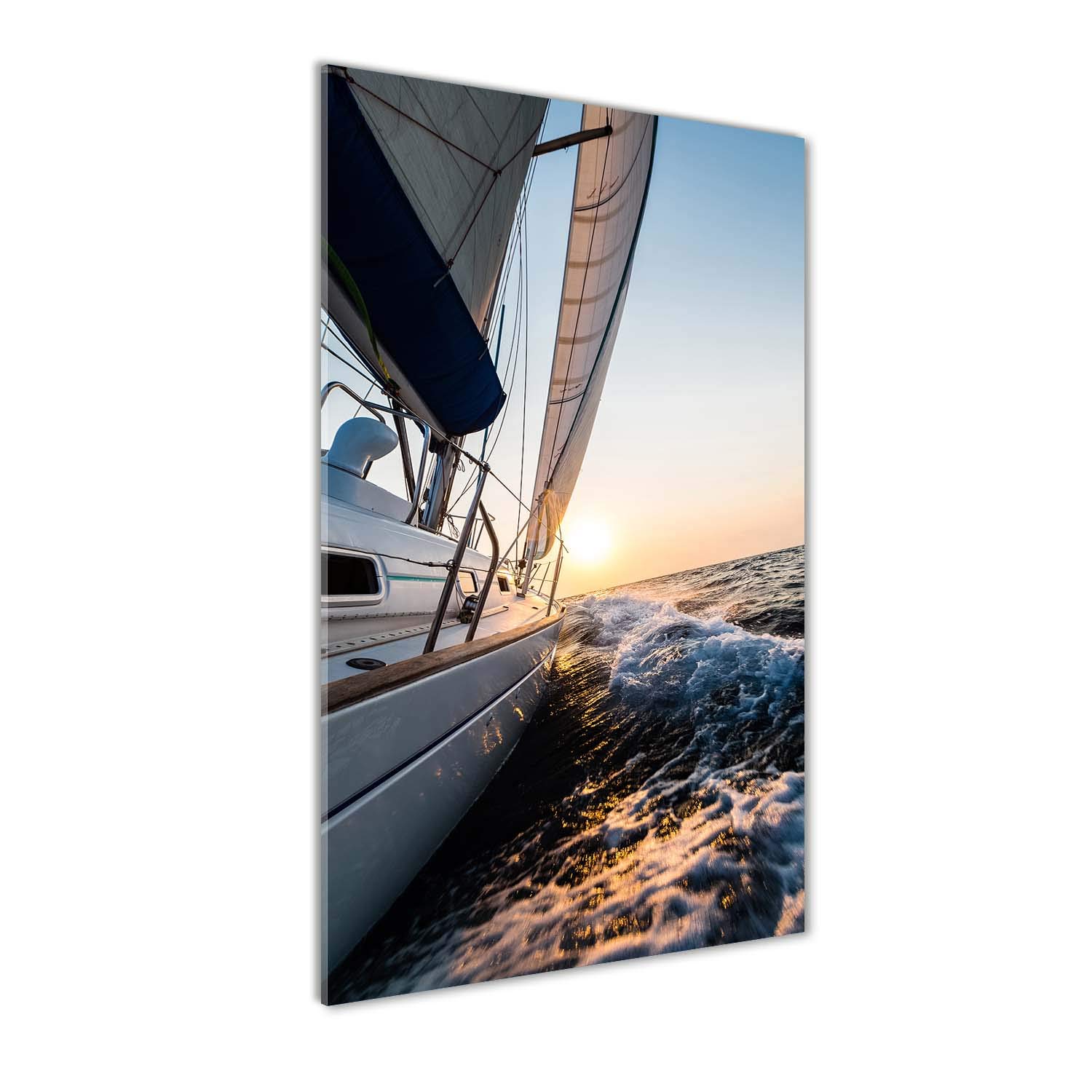 Tulup Impression sur Verre de 50x100 cm Image Tableau Photo décorative panoramique pour la Cuisine et Le Salon - Véhicules - Yacht sur la mer - Jaune
