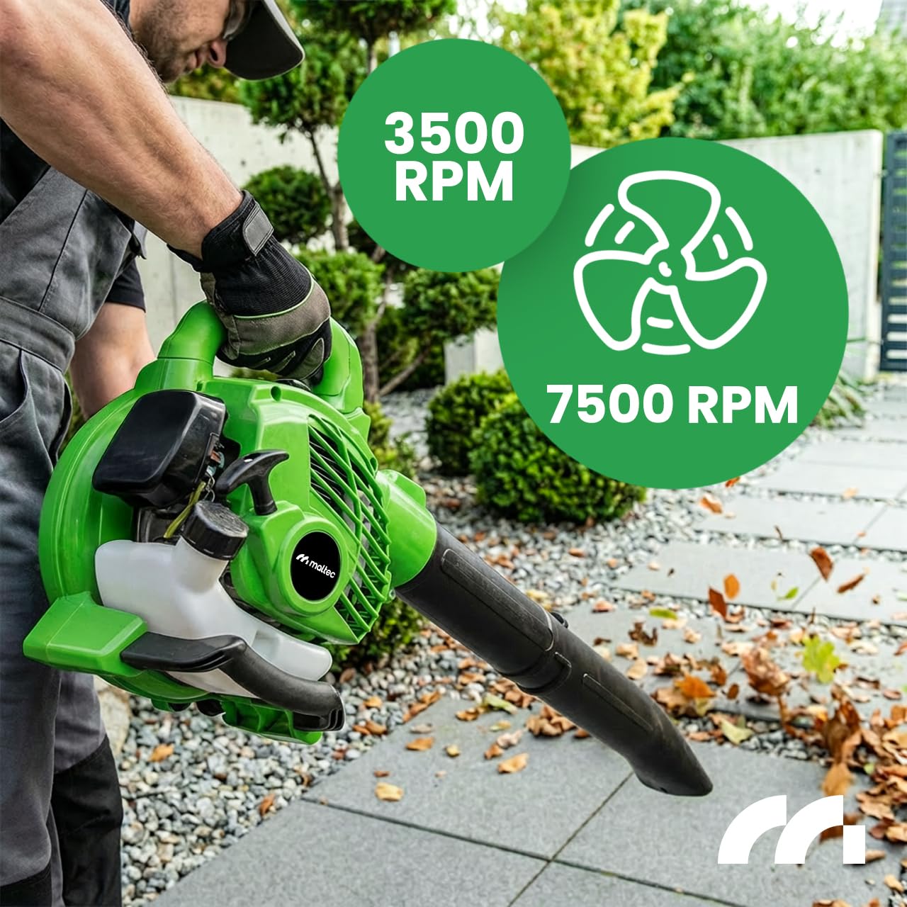 MalTec MasterBlow7500 W silnik 2-suwowy, 26 cm³, odkurzacz ogrodowy z rozdrabniaczem
