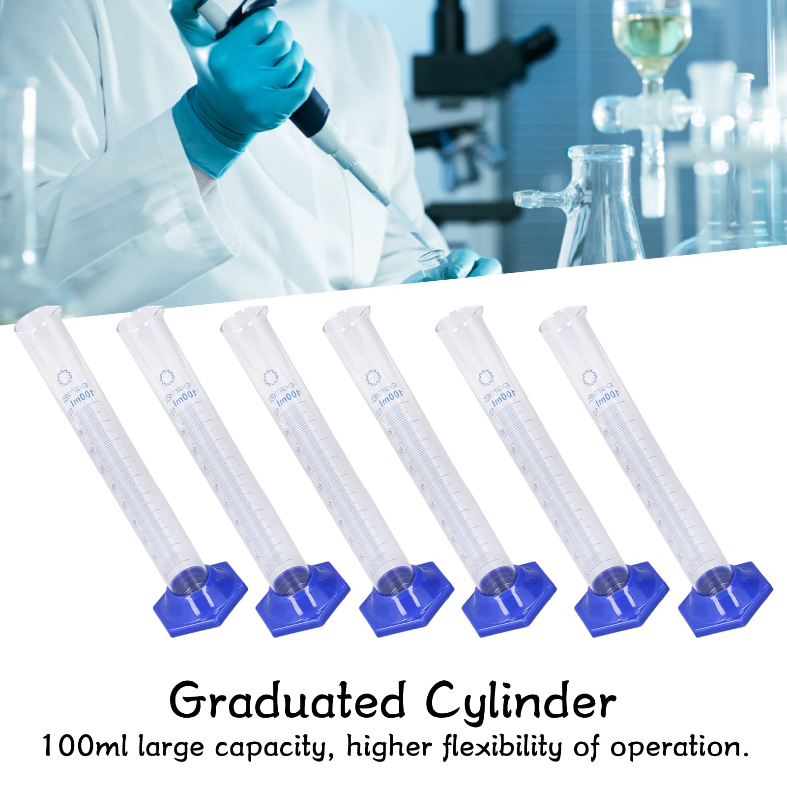 Cilindro graduato da 10 pezzi 100 ml, cilindro graduato in vetro borosilicato, cilindro graduato in vetro per progetti di laboratorio e cucine