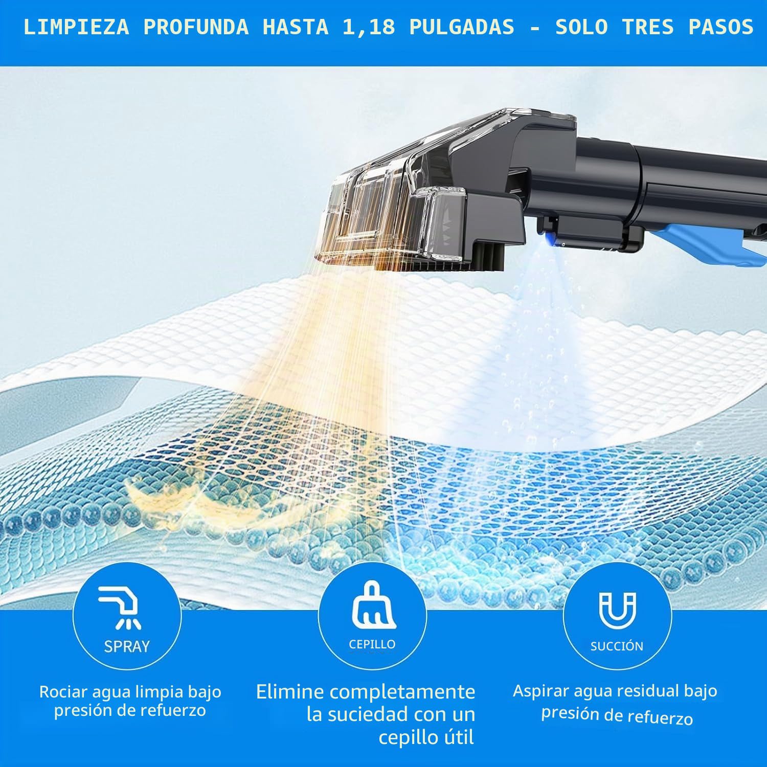 Limpiador de Tapicería de 12 Kpa, 450 W, para Tapicería y Coche, Dispositivo de Limpieza para Sofá, Limpiador de Alfombras