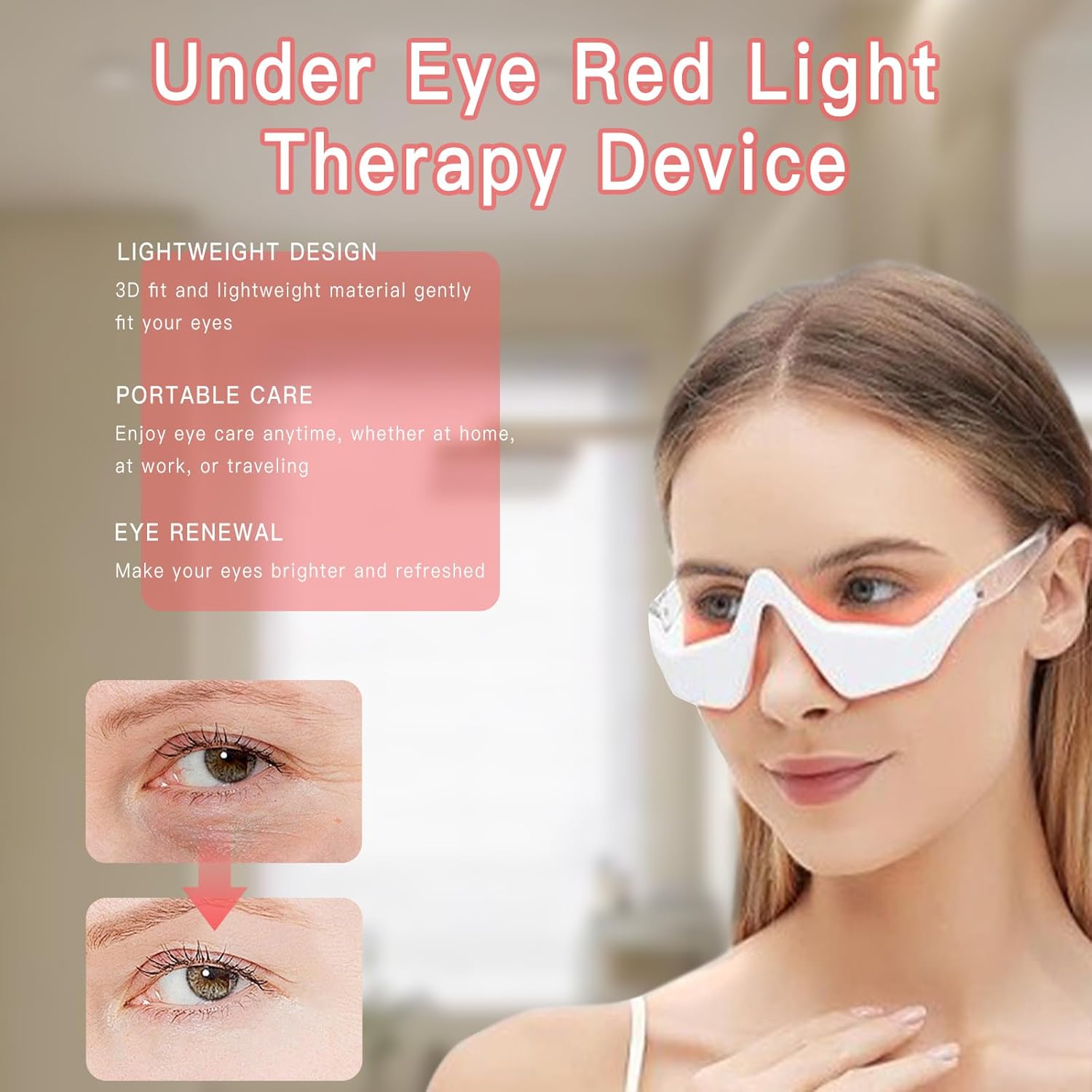 Red Light Therapy Eyelift Device with Microcurrent, Under Eye Red Light Therapy Glasses, Under Eyes Massager forTreatment Eye Bags Dark Circles Puffiness Wrinkles Fine Lines (A) - Image 3