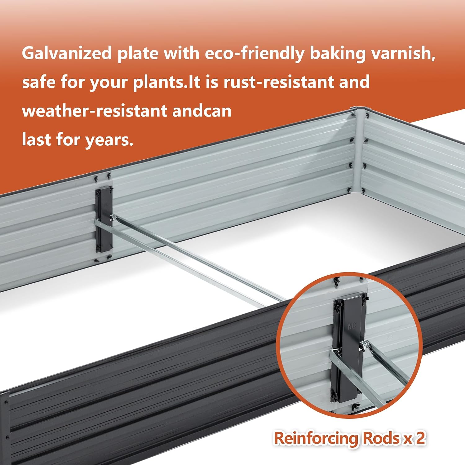 8x4x1FT Metal Raised Garden Bed, Reinforced Galvanized Planter Box - Reinforced Galvanized Planter Box