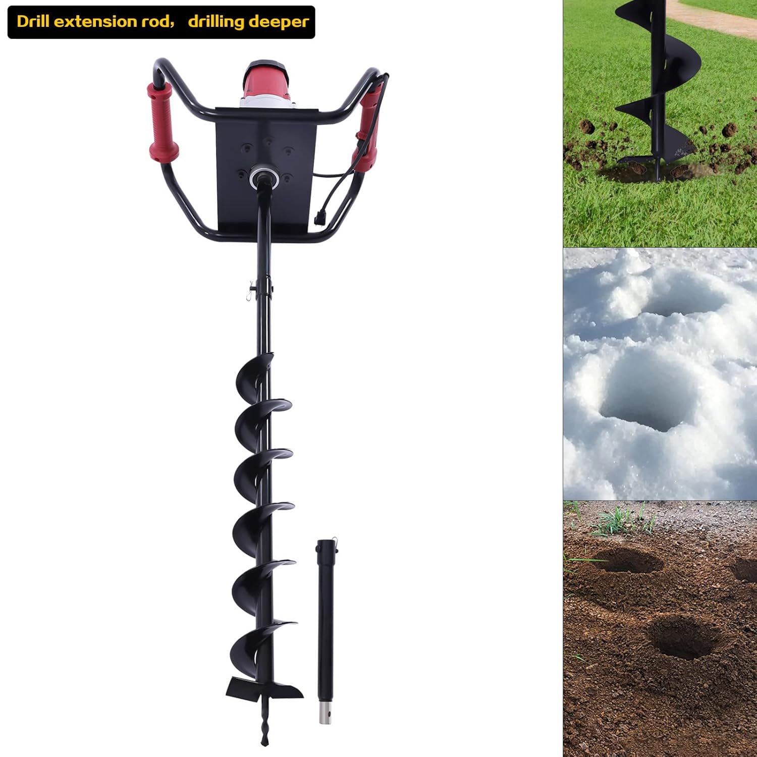 Post Hole Digger w/6" Bit Electric 1500W Auger Digging Drill, Electric Drill Borer for Garden & Lawn