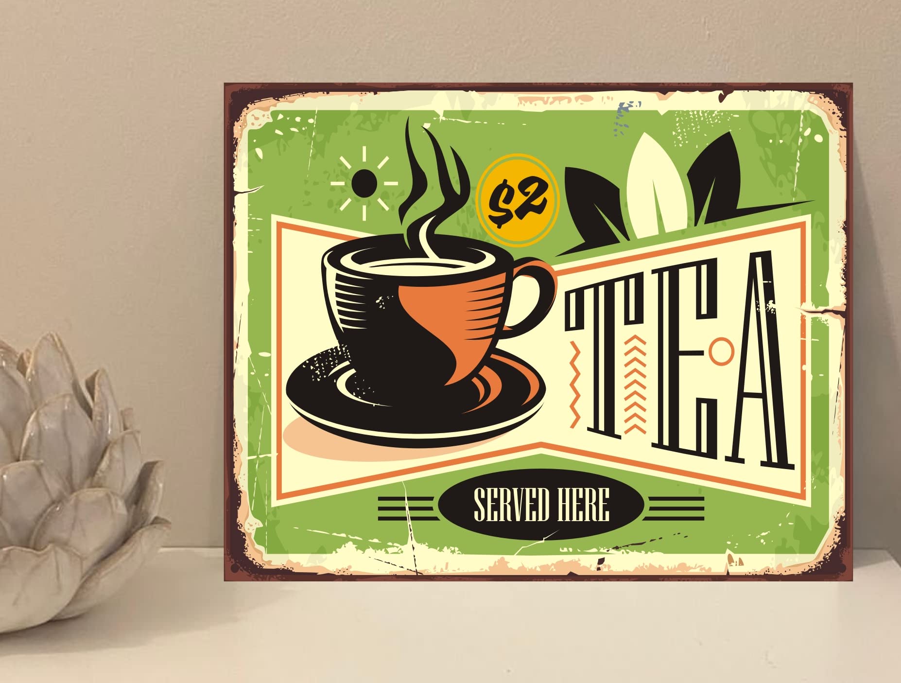 1x Tea Cafe Rustic Retro Metal Plaque Sign Gift House Novelty (mt158) (200mm x 150mm)