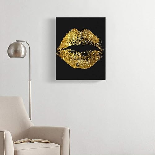 Miniatura 2 de Kits de pintura de diamantes 5D para bricolaje, labios dorados con purpurina, arte fino, divertido, pintura de taladro completo, lienzo para