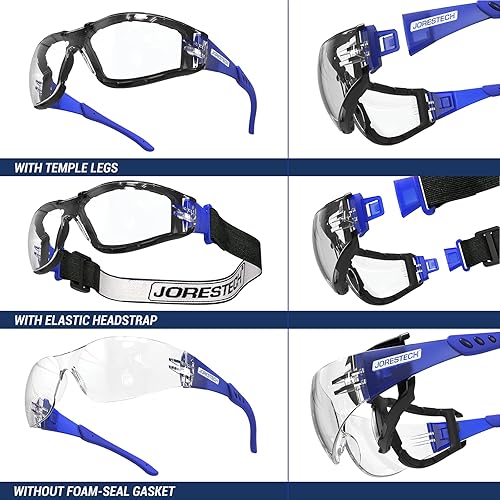 Miniatura 5 de JORESTECH Gafas de seguridad con correa ajustable  Convertidor 3 en 1 de alta resistencia al impacto antivaho (1 unidad)