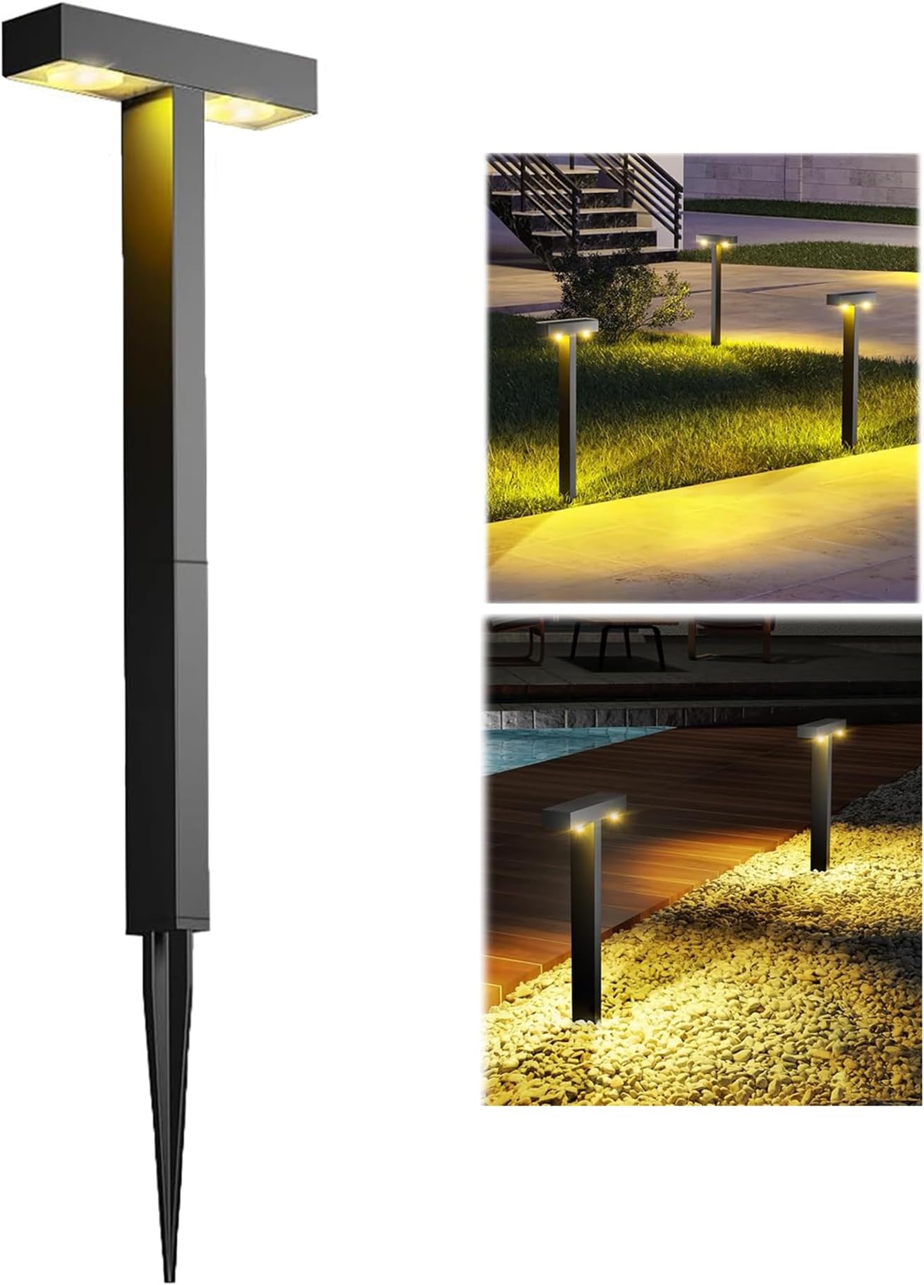 KASTWAVE Solar Outdoor Lights Pathway, 1 Pack Solar Pathway Lights Waterproof, Modern Path Lights Solar Powered, Outside Lights Landscape Lighting for Yard, Walkway, Driveway, Garden, Warm Light