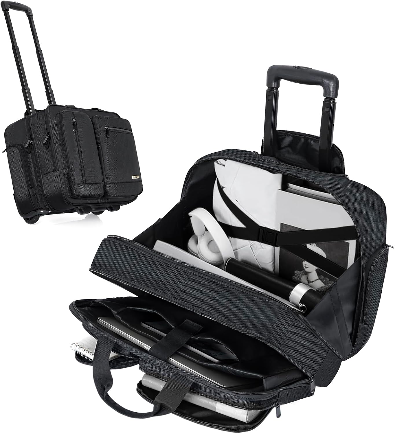 Rolling Laptop Bag, Wheeled Briefcase 17.3 inch Rolling Briefcase, Overnight Roller Bag with RFID Blocking Pocket, Repellent Travel Roller Underseat Bag