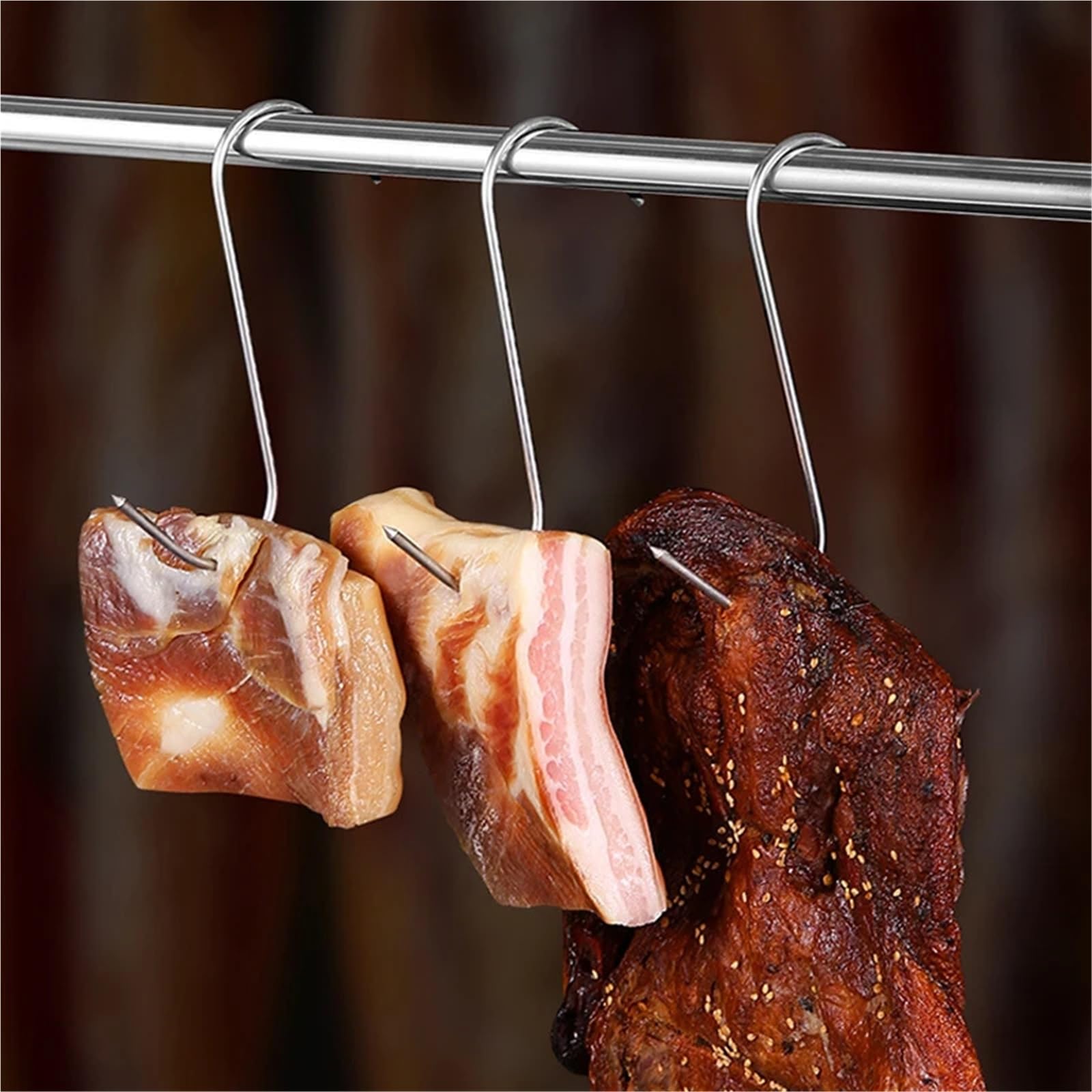 Gancho de acero inoxidable en forma S for carnicero, herramienta for ahumar, cazar, pollo, barbacoa, salchichas cerdo, tocino y parrilla, 100 unidades para Procesamiento de Carne(13cm)