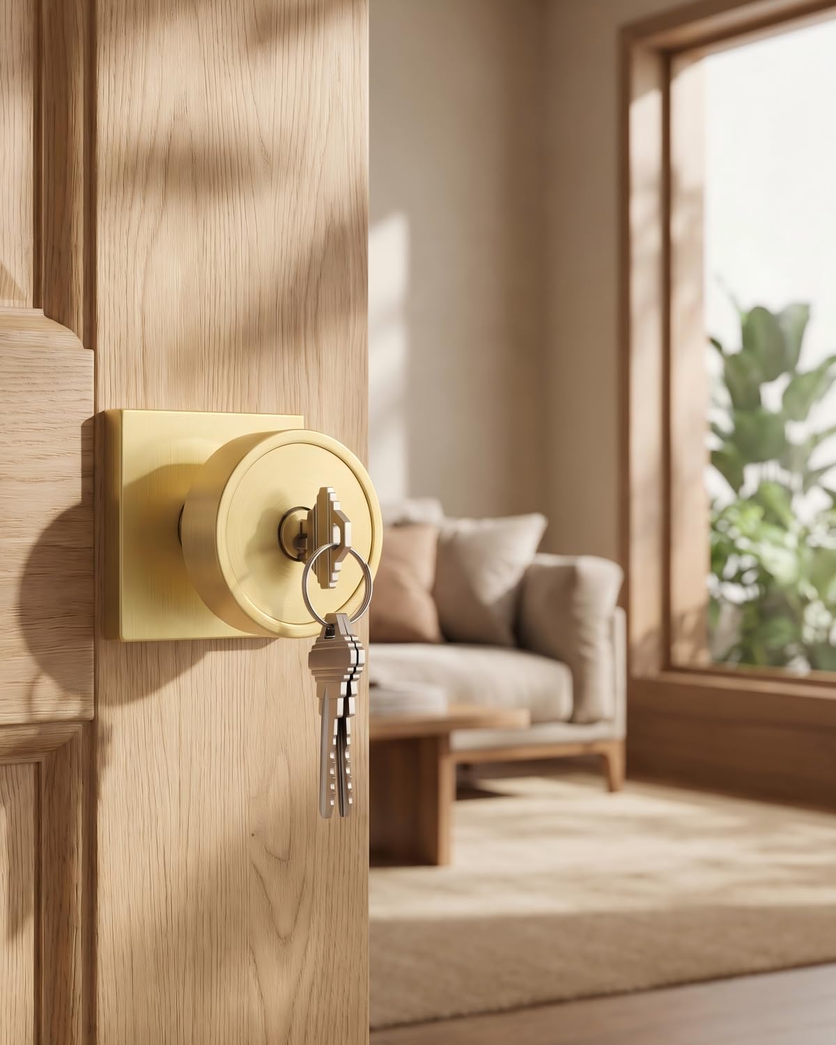 Goldenwarm Gold Entry Door Knob with Lock and Key, Zinc Alloy 1 Pack