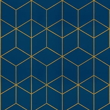 Safiyya Peel and Stick Wallpaper Gold and Blue Wallpaper Modern Geometric Contact Paper Waterproof Self Adhesive Wall Paper for Bedroom Bathroom Vinyl Roll 393"x17.3"