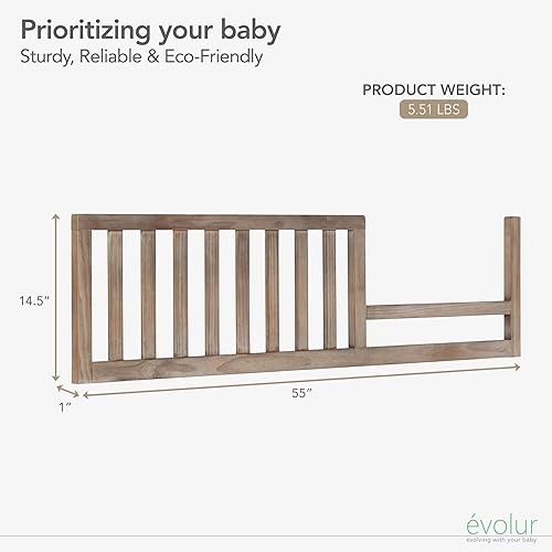 Miniatura 5 de Evolur Kyoto - Riel de guardia convertible para cuna para niños pequeños, montaje completo, calidad duradera