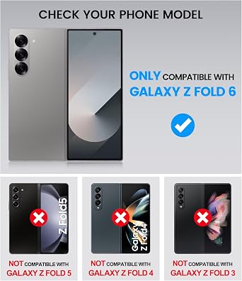 for Samsung Galaxy Z Fold 6 Case with S Pen Holder & Screen Protector & Hinge Protection, Slim Fit Shockproof Lightweight Hard PC Cover Protective Phone Case for Galaxy Z Fold 6 2024, Black