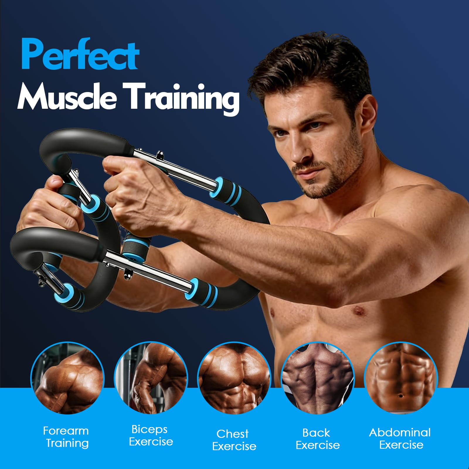 Armtrainer und Brusttrainer, Multifunktionaler U‑förmiger Krafttrainer 30‑50 kg Verstellbar, Ideal für Arm Schulter Brust Rücken und Beine, Tragbar und Zerlegbar