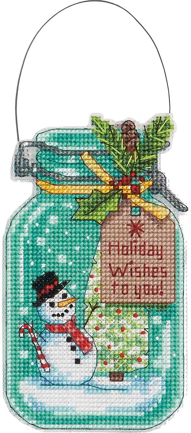 Dimensions 70-08964 Counted Cross Stitch Holiday Mason Jar Ornament Kit, 4pc