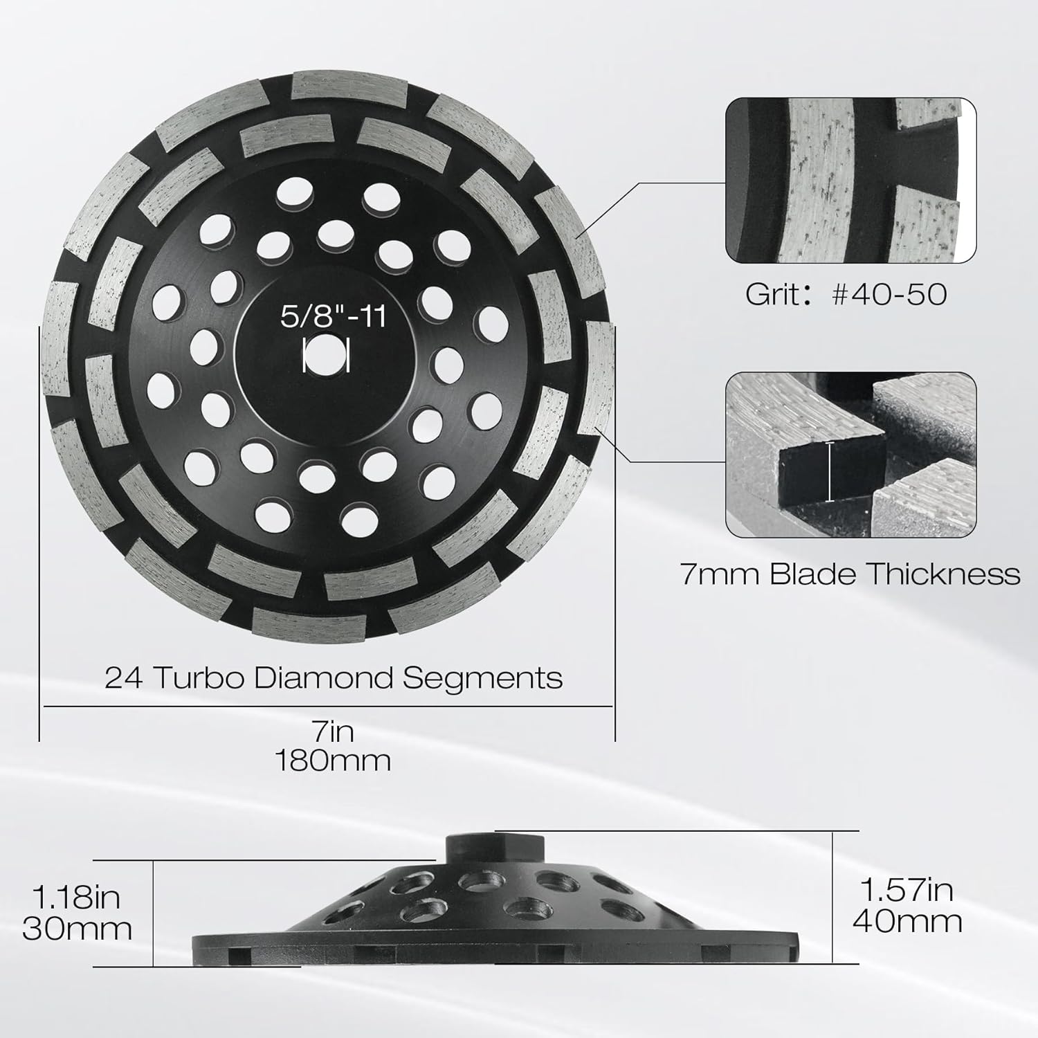 SDS Plus Chisel & Diamond Grinding Wheel Bundle, 2Pcs Tile Removal Chisels (Flat & 20° Bent) + 7” Concrete Grinding Cup Wheel, Fits Rotary Hammers & Angle Grinders,for Concrete, Tile, Masonry