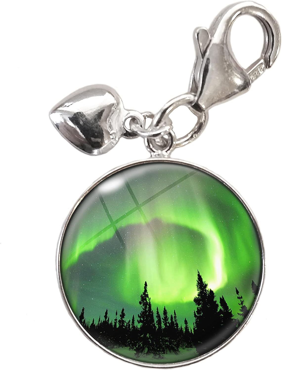 Aurora Borealis Northern Lights .925 Sterling Silver Charm