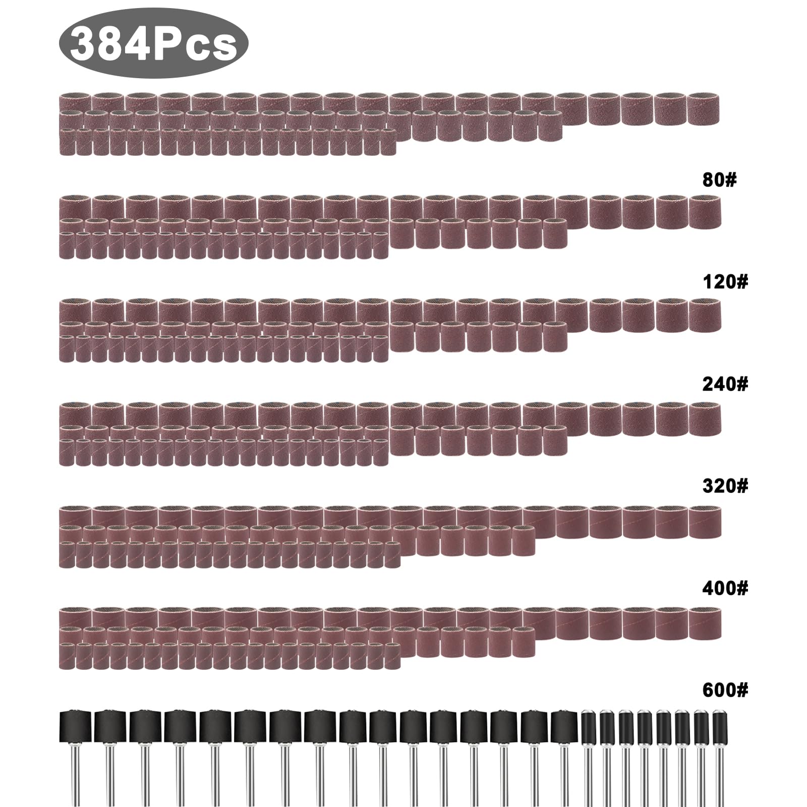 Yuhtech 384 Pcs Sanding Drum Set - Image 3