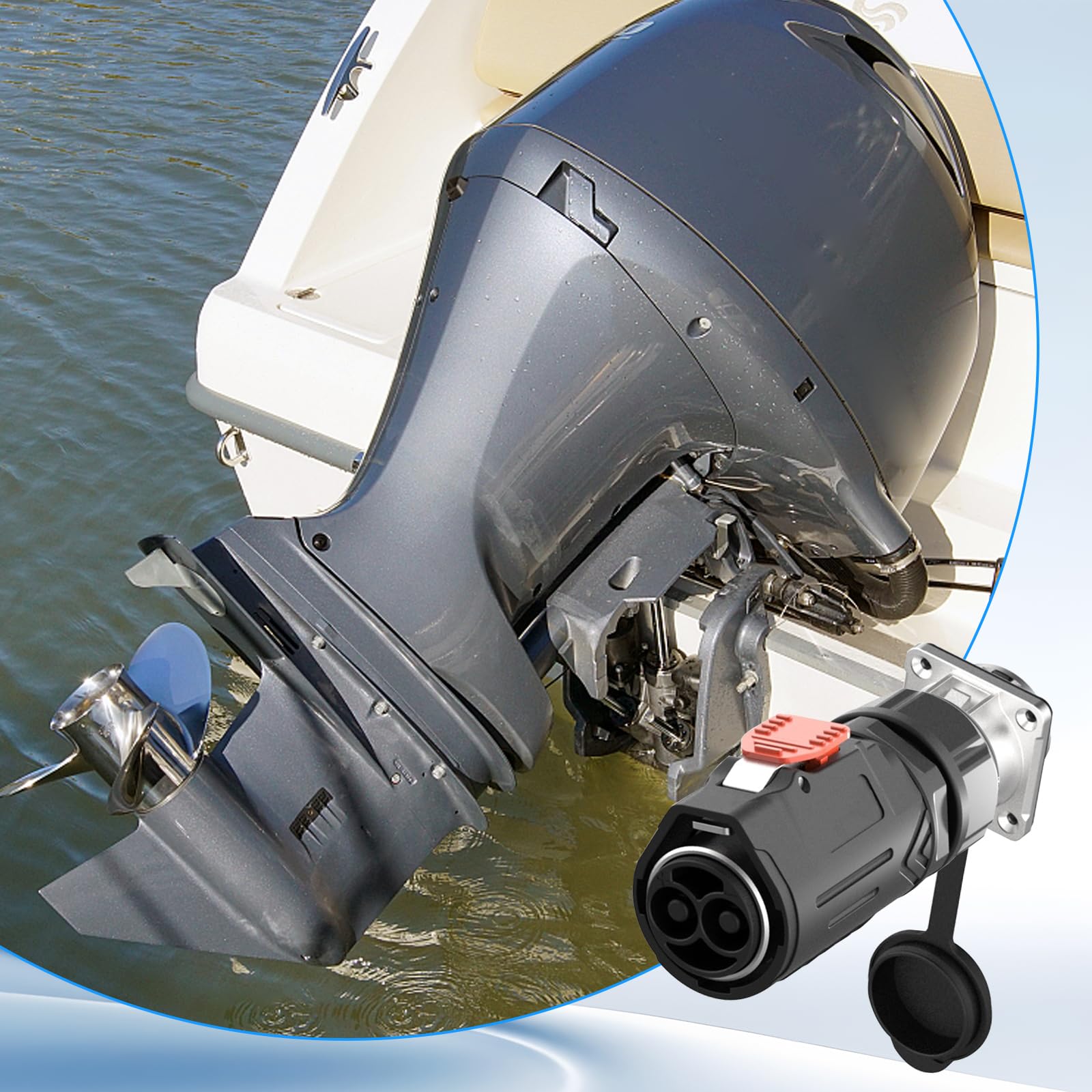 Steckerbuchsen für Boots-Trollingmotoren, 2-Poliger 120A Steckerbuchsensatz Wasserdichter IP67 Metallischer Energiespeicheranschluss Kompatibel mit Kabeln mit Durchmessern von 8,5–11,5 mm
