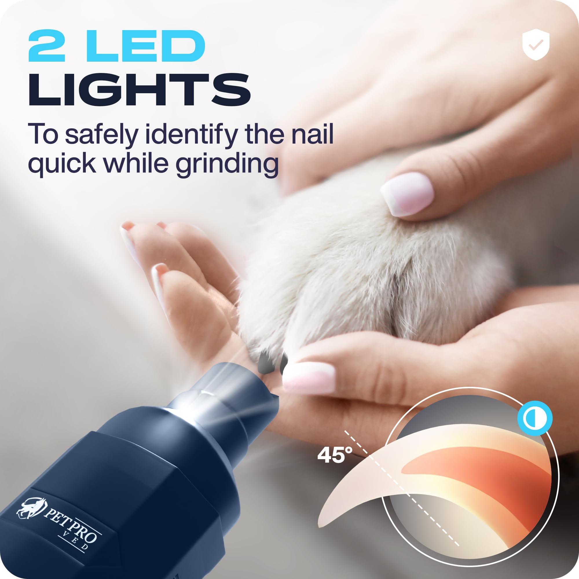 Dog Nail Grinder Quiet Dog Nail File Pet Toenail Grinder for Dogs Quiet Cat Electric Drill Trimmer for Large Dogs Small Medium Pet Electric Trimmer Drill for Dogs with Guard (Blue) - image 4