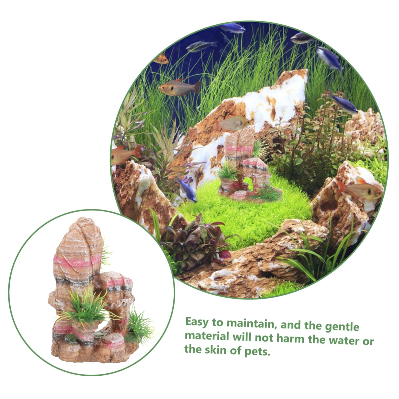 TOYANDONA 4 Stück Aquarium Dekoration Kunststein Berg Ornament für Fischbecken Realistische Naturstein für Aquarien und Terrarien und Ansprechend