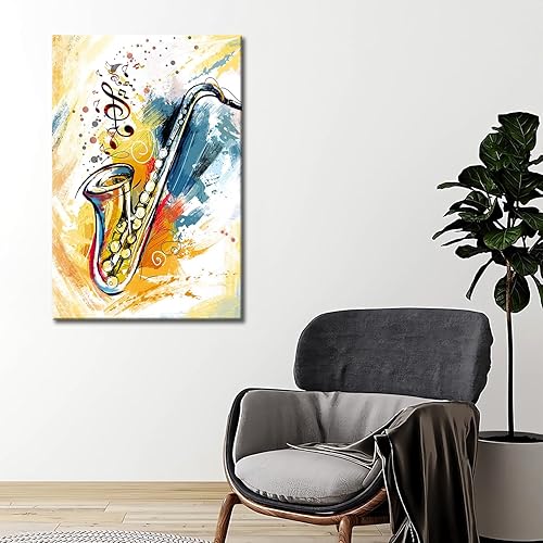 Miniatura 2 de Yeawin Arte de pared con música de saxofón y jazz, arte de pared de las imágenes, impresión en lienzo, arte moderno para decoración de pared para el