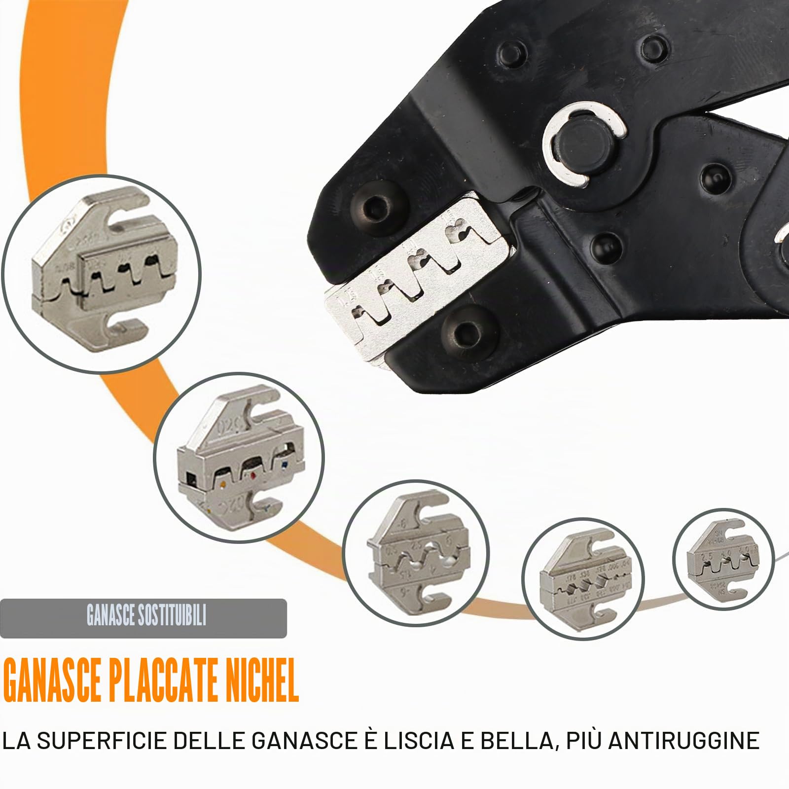 Set di pinze crimpature 6 matrici intercambiabili, strumenti termorestringenti, connettori terminali a cricchetto, pinza crimpatrice borsa trasporto