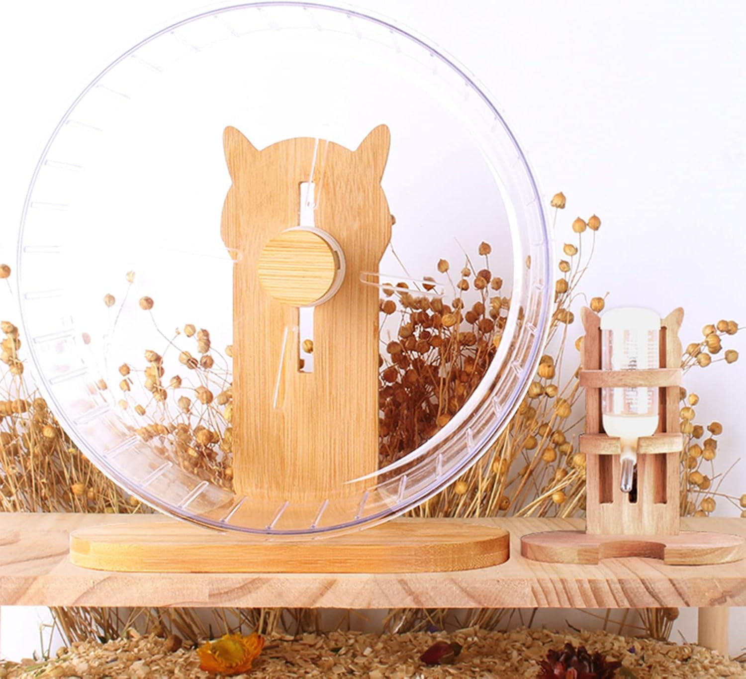 Hamster Exercise Wheel - Silent Hamster Wheel Silent Wooden Small Pets Exercise Wheel Step Count for Hamsters Gerbil Mice Guinea Pigs and Other Small Pets (C1 17cm)