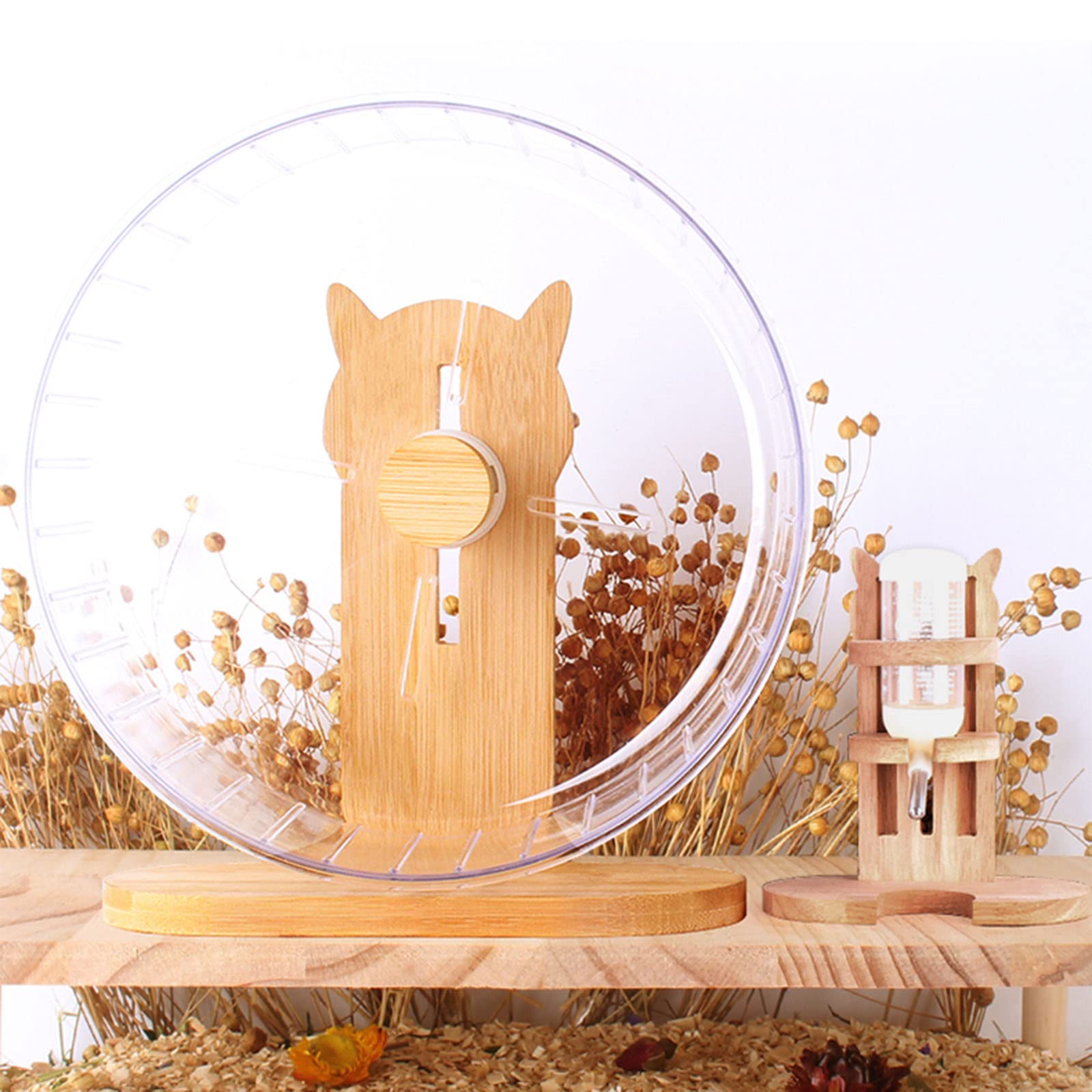 Roue pour hamster silencieuse bois 17cm avec podomètre pour souris et gerbille