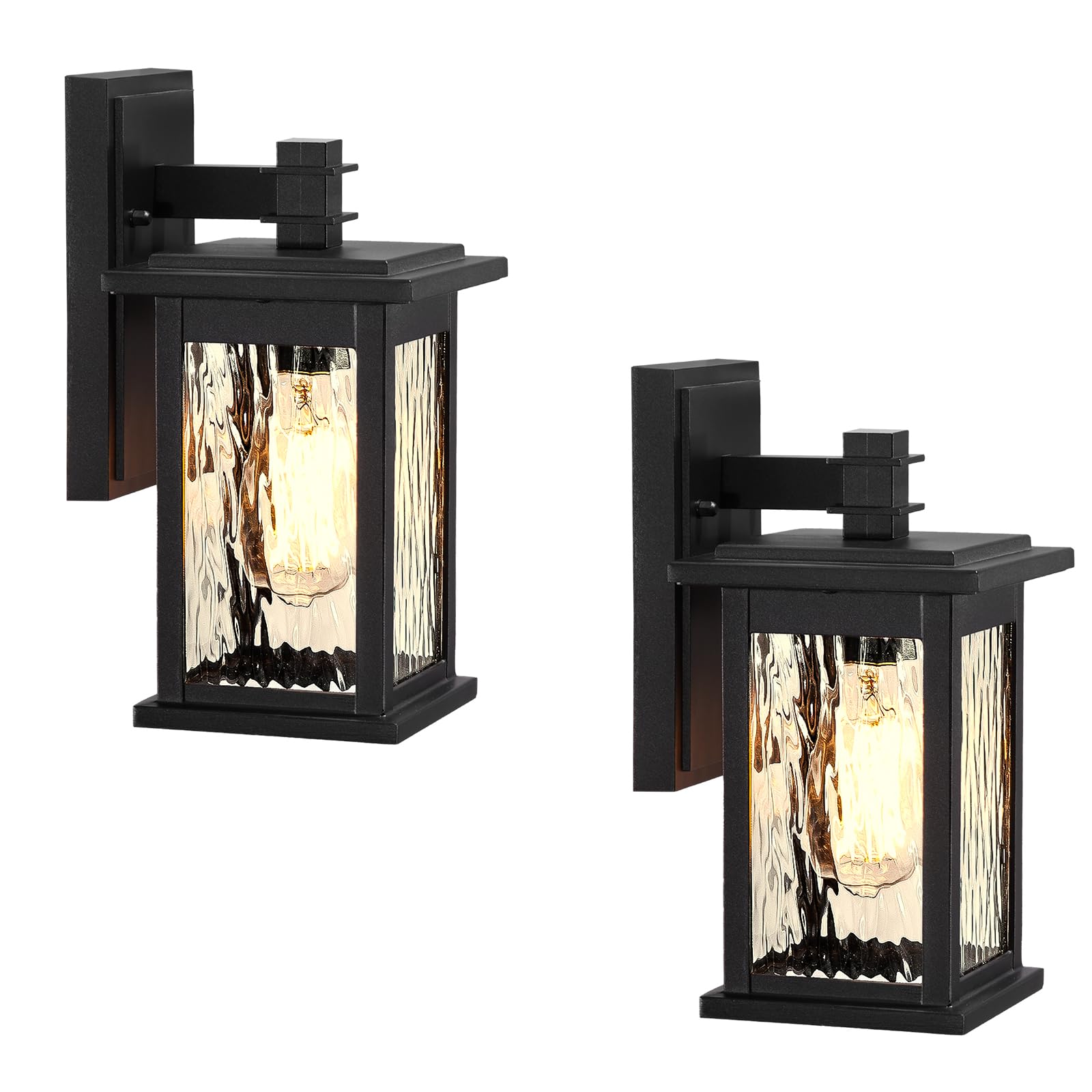 NAXTTII Outdoor Sconce Lights Black Aluminum Outside Light Fixtures for House Waterproof Outdoor Porch Light 2-Pack E26 Socket