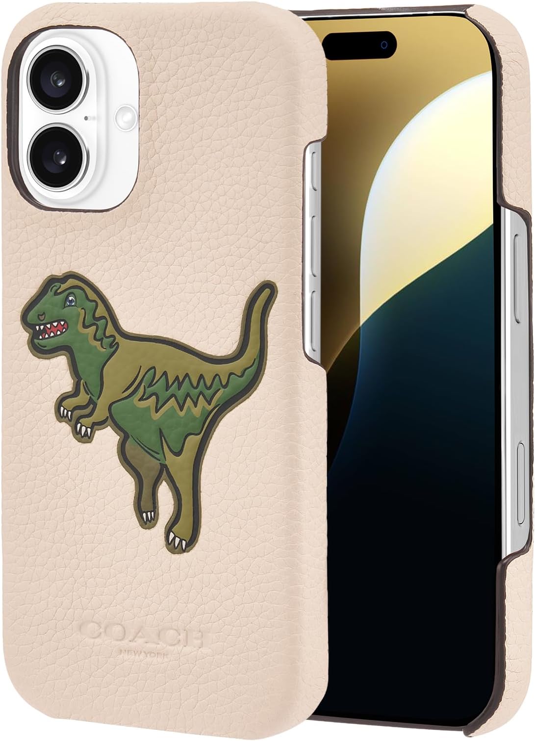 Coach Genuine Debossed Pebbled Leather Slim Wrap iPhone 16 Case - Designer Phone Case - Ivory Rexy