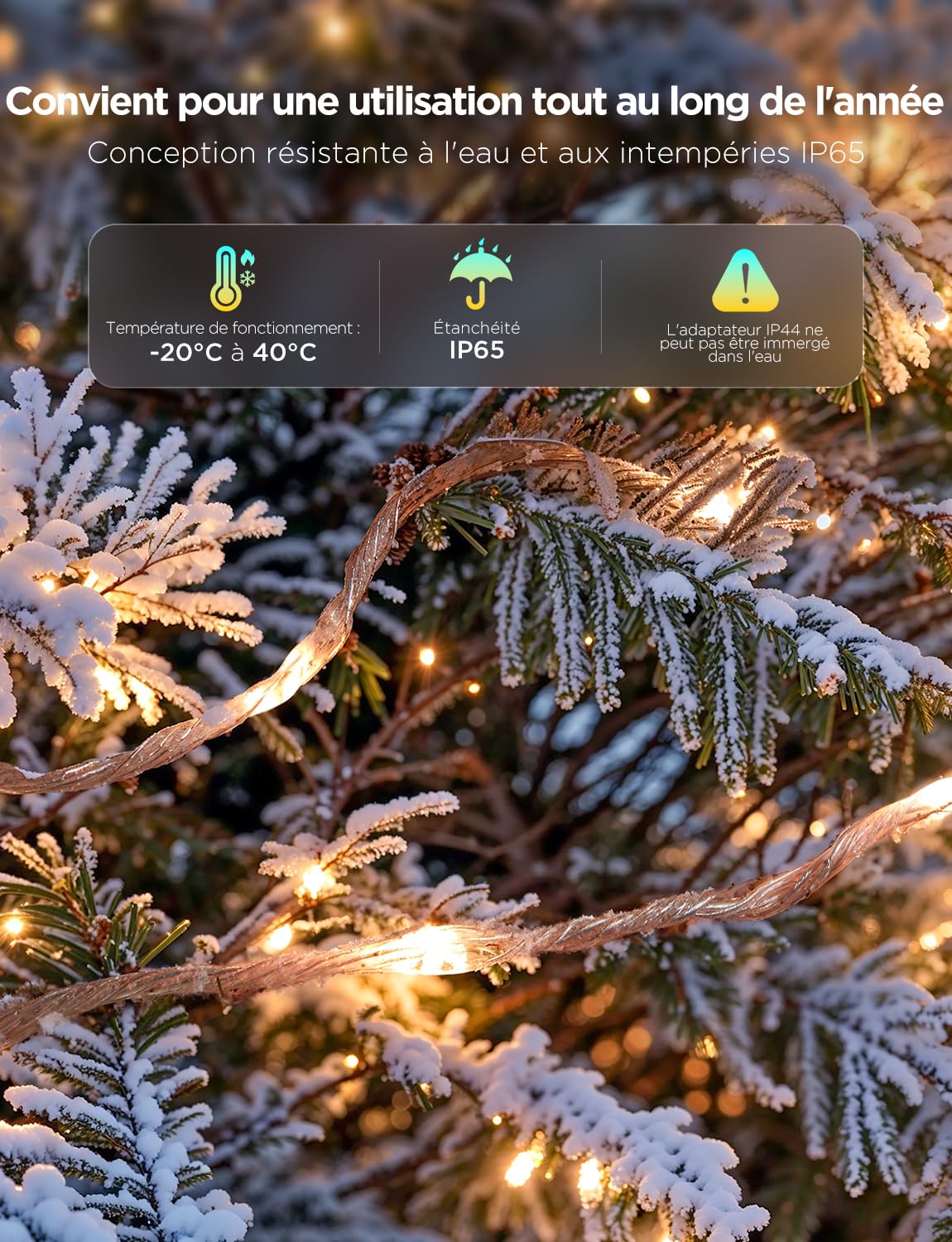Govee RGBWIC Guirlande Lumineuse de Noël 20M, 200 LEDs, câble Transparent | plus de 130 modes de scène dynamiques, compatible avec Matter et Alexa, décorations Halloween et Noël
