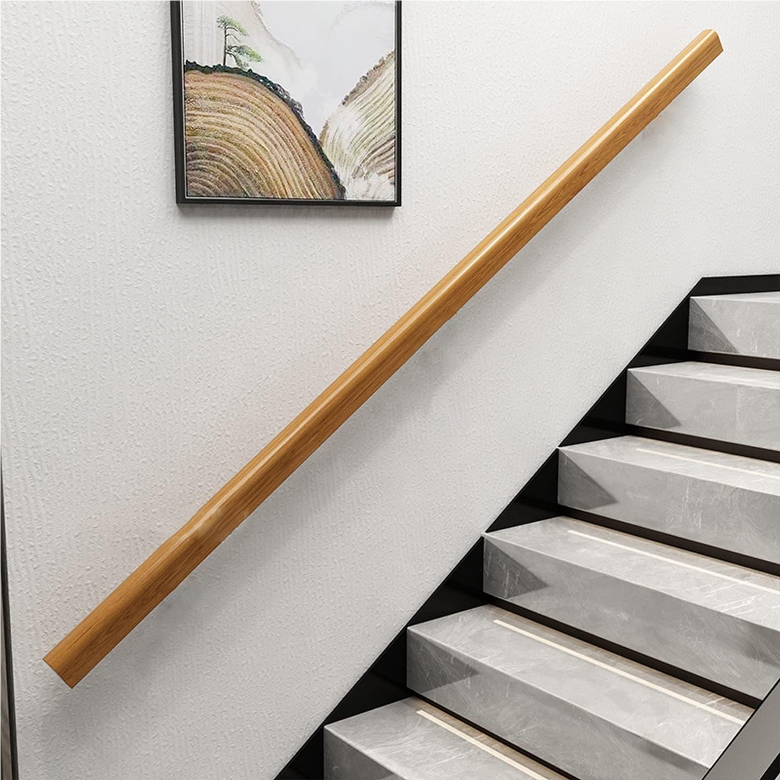 Pasamanos Escalera Pasamanos de Madera 30-600cm con Soportes, Varilla de Soporte de barandillas de Escalera Antideslizante(100cm/3.28ft)
