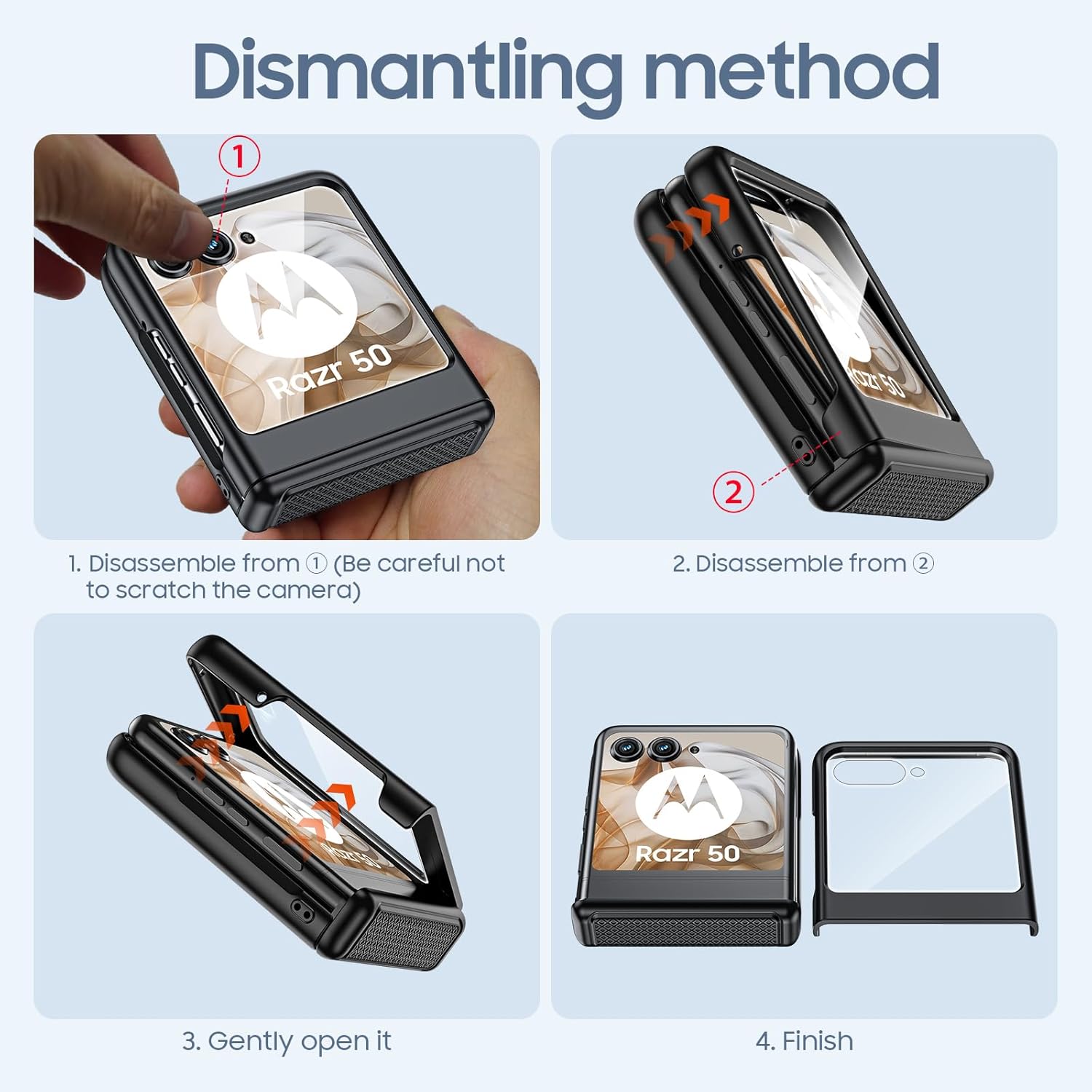 Motorola Moto Razr 2024 + Plusケース プライバシースクリーンプロテクター&amp;ヒンジ保護付き、スリ