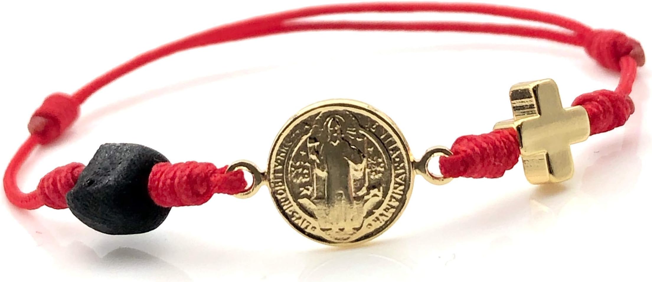 St Benedict Red String Bracelet for the New Family Member Genuine Azabache Jet Stone Welcome to the World