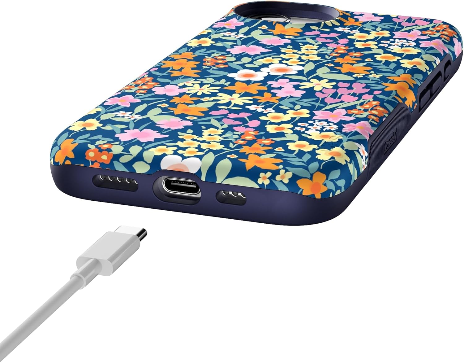 Casely iPhone 17e Case | Full Bloom | Navy Floral | Bold Protective Design | Compatible with MagSafe