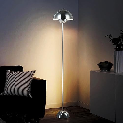 Miniatura 8 de COSYLUX Lámpara de pie moderna para sala de estar, lámpara de pie alta industrial para dormitorio, pantalla de metal reflectante, lámpara de pie de