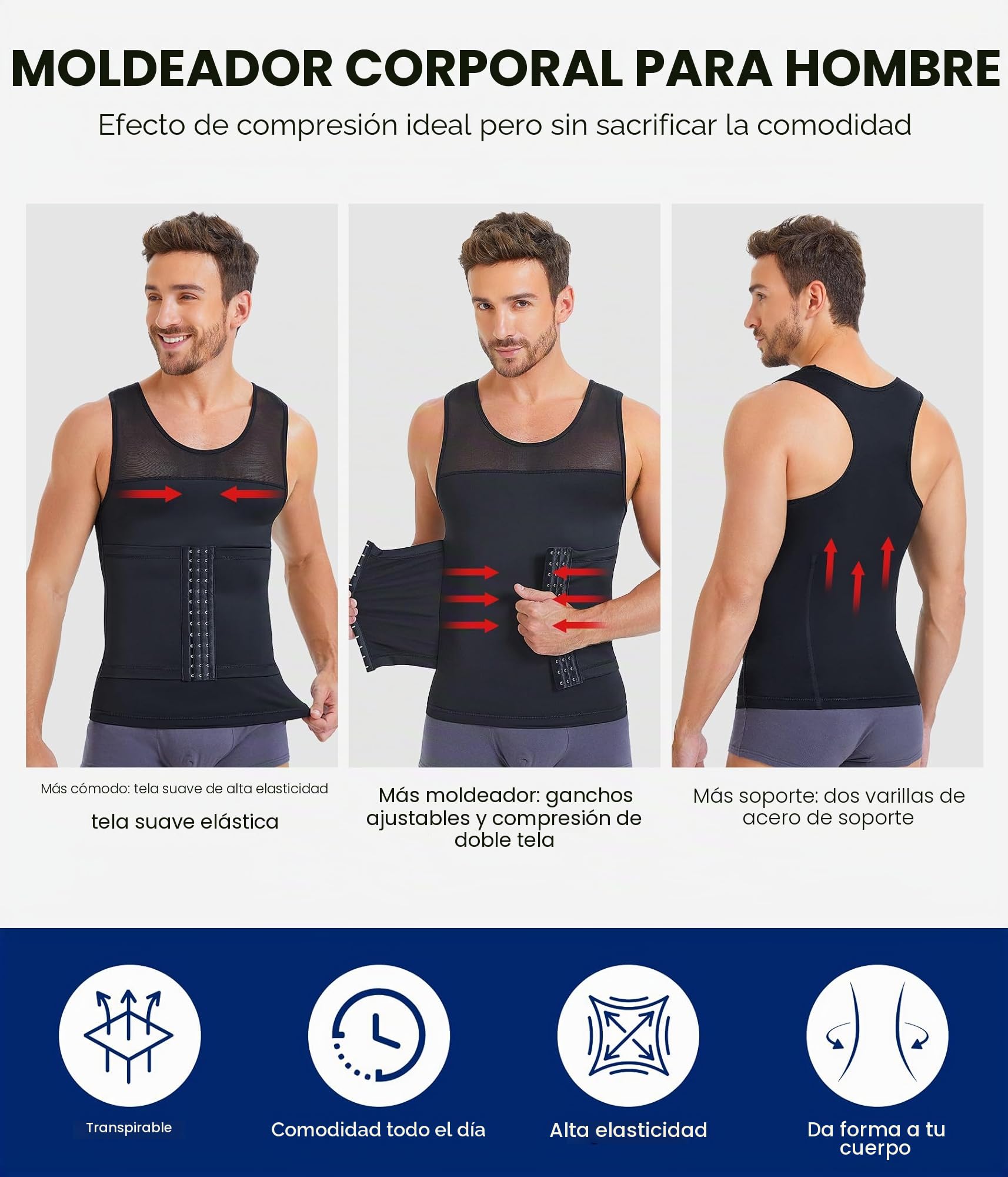 KUMAYES Camisetas interiores para Hombre Faja Reductora Compresión Camiseta Adelgazar Moldeador Shaper Compresión Chaleco