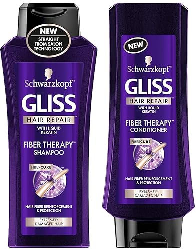 Schwarzkopf Gliss - Reparación del cabello – Terapia de fibra para cabello extremadamente dañado – Set de champú y acondicionador – Peso neto 13.6