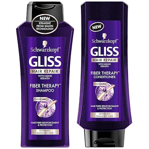 Schwarzkopf Gliss Hair Repair - Fiber Therapy For Extremely Damaged Hair - Shampoo & Conditioner Set - Net Wt. 13.6 FL OZ (400 mL) Per Bottle - One Set