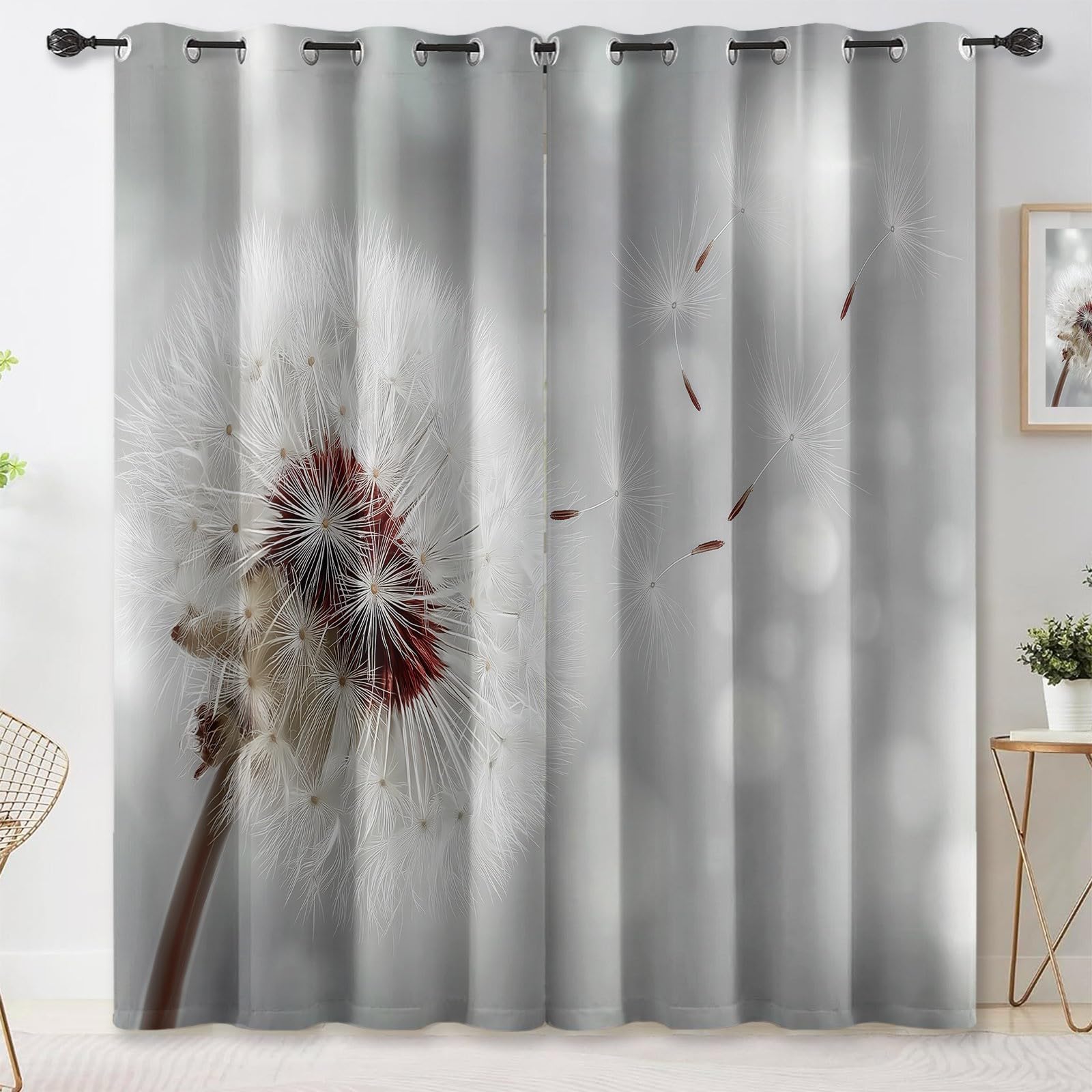 Verdunklungsvorhänge mit Ösen 2 Stück H 245 x B 100 cm, Pflanzen Blumen Samen Thermo Vorhänge, Traumhaft Minimalistisch Blickdicht Kälteschutz Vorhang für Wohnzimmer Kinderzimmer Schlafzimmer