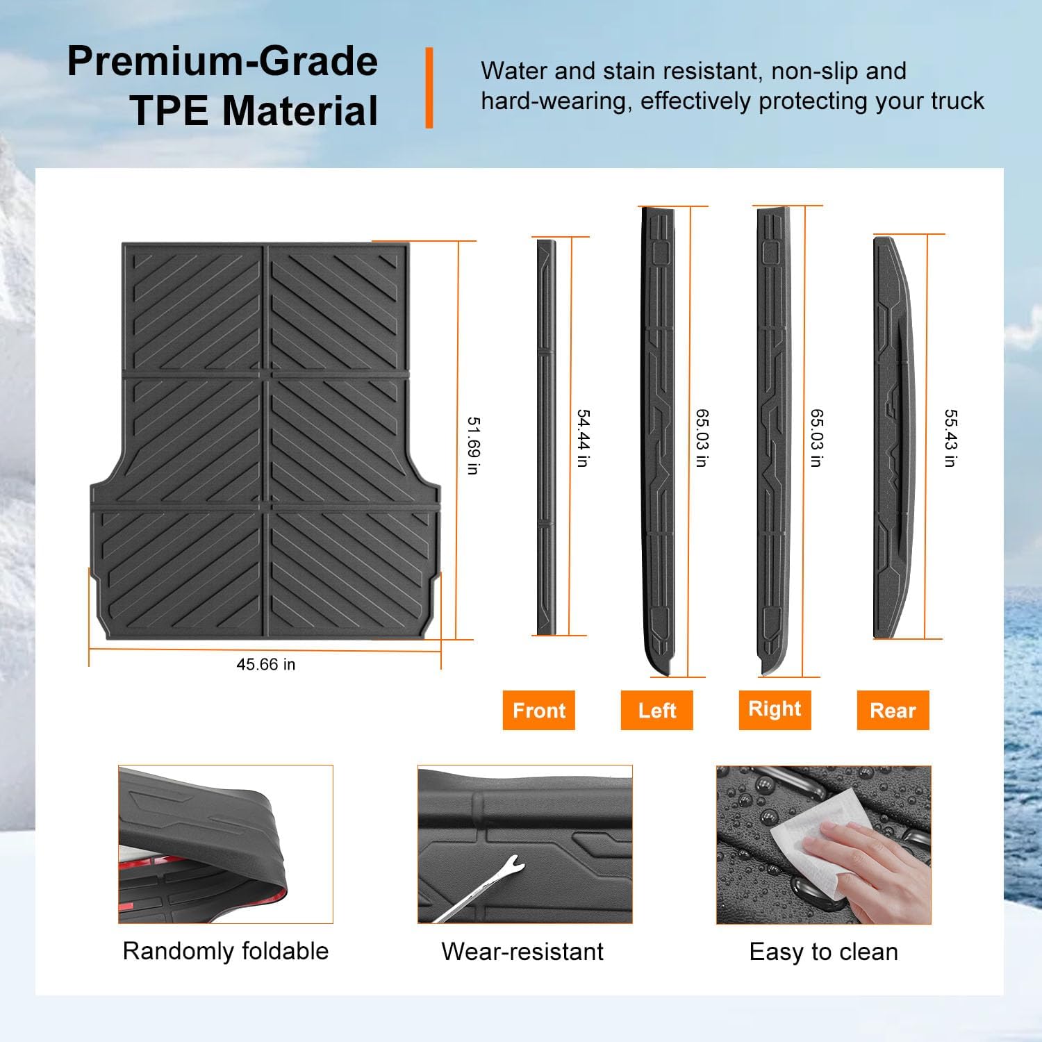 powoq Truck Bed Rail Caps Compatible with 2023-2026 Chevy Colorado GMC Canyon Truck Bed Mat TPE Tailgate Molding Cap Replacement for 2023 2024 2025 2026 Chevy Colorado Accessories