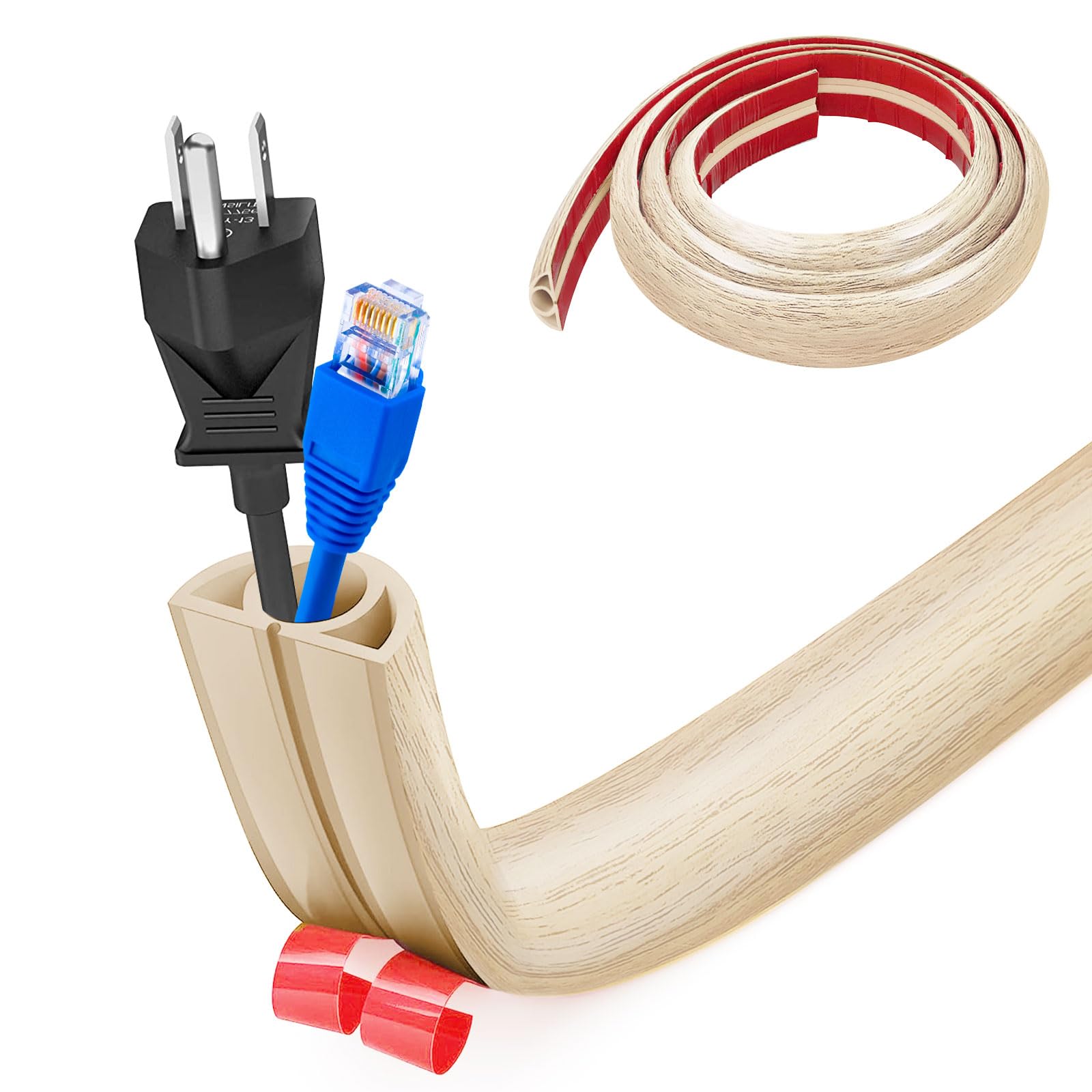 Pasacables Suelo, Canaleta Cables Suelo, 3.0M x2cm Protector de Cables para Suelo, Cubiertas de Suelo para Cables Autoadhesiva Montaje para Todos los Hogar, Oficina, Escuela,Almacén(Blanco-Redondeado) — view 13