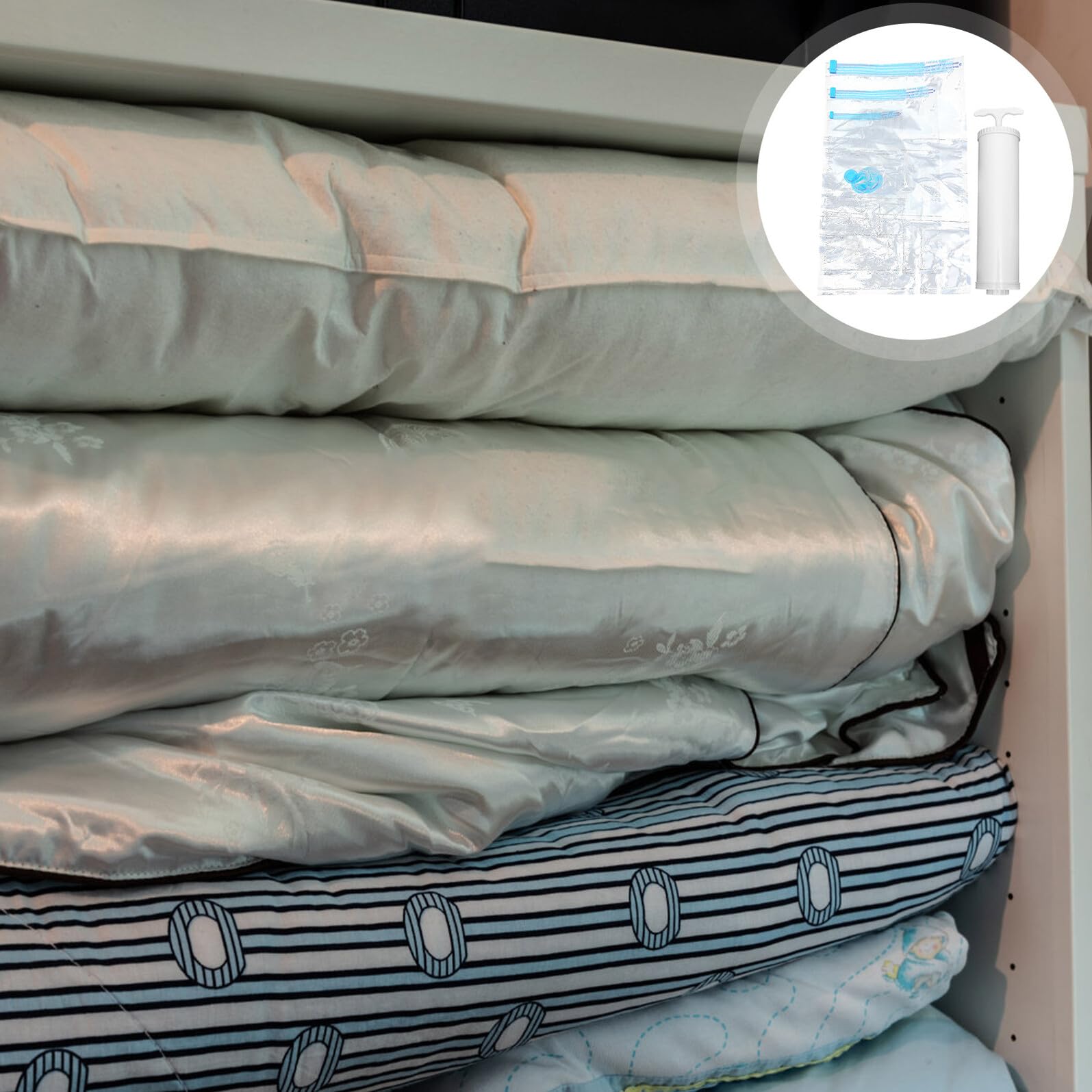 TOYANDONA Bolsa de Almacenamiento al Vacío de Compresión Bolsa de Vacío para Guardar Ropa de Cama y Mantas de Compresión para Viaje y Hogar