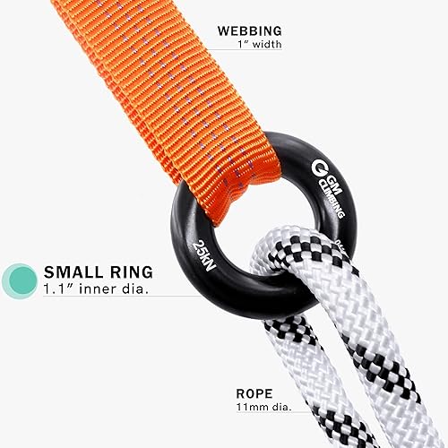 Miniatura 15 de GM CLIMBING Rappel Ring 25kN para escalada en roca Arborist Rescue Slackline Hammock Large Negro_1 paquete