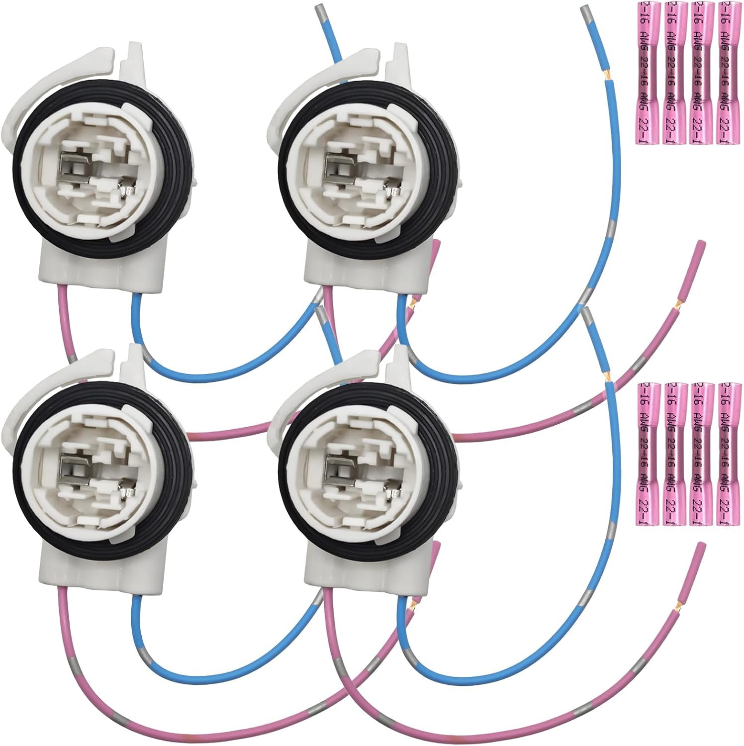 4PCS Wire Harness Pigtail Light Socket Repair Kit for 4114, 4157, 3157 Bulbs - Replaces 19258649, LS94, 645-607 for Daytime Running Light Socket,Turn Signal Lamp Socket,Brake Light Socket