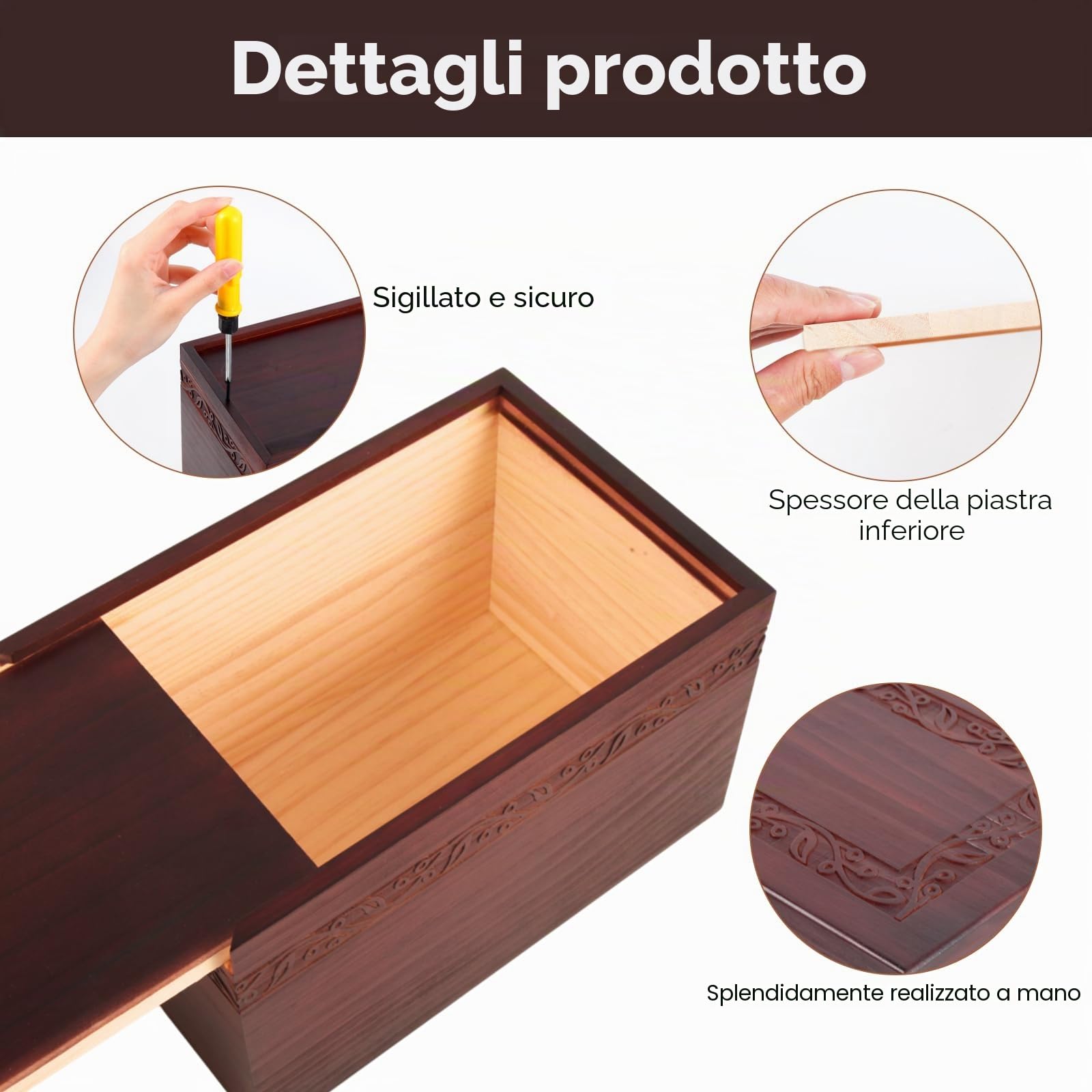 Urna in legno per ceneri umane, per adulti, maschi e femmine, urna in legno per ceneri uomo e donna, contiene ceneri di un essere umano fino a 110 kg (ciliegio)
