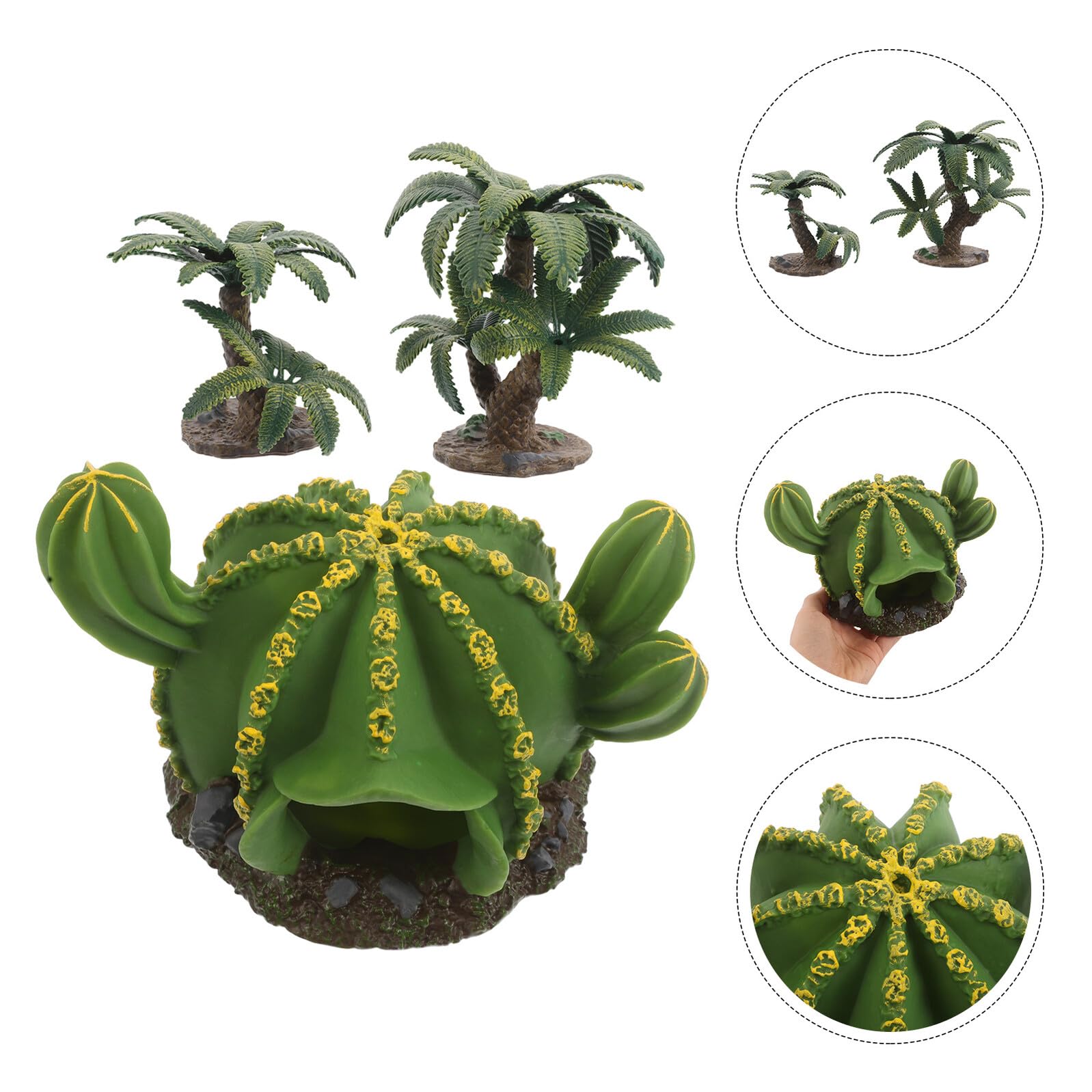 ibasenice 3pezzi Alberi Miniatura Realistici per Decorazione Paesaggistica di Acquario Accessori per Habitat di Rettili Piante di Cactus Simulati Elementi di Paesaggio per Acquario