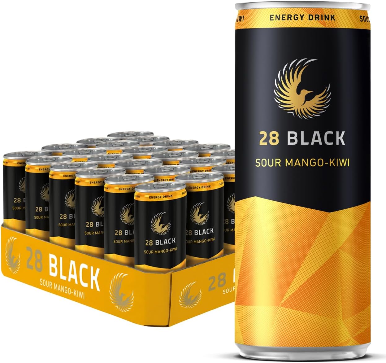 28 BLACK Energy Drink, Sour Mango Kiwi, 8.45 fl oz, (24 Count)