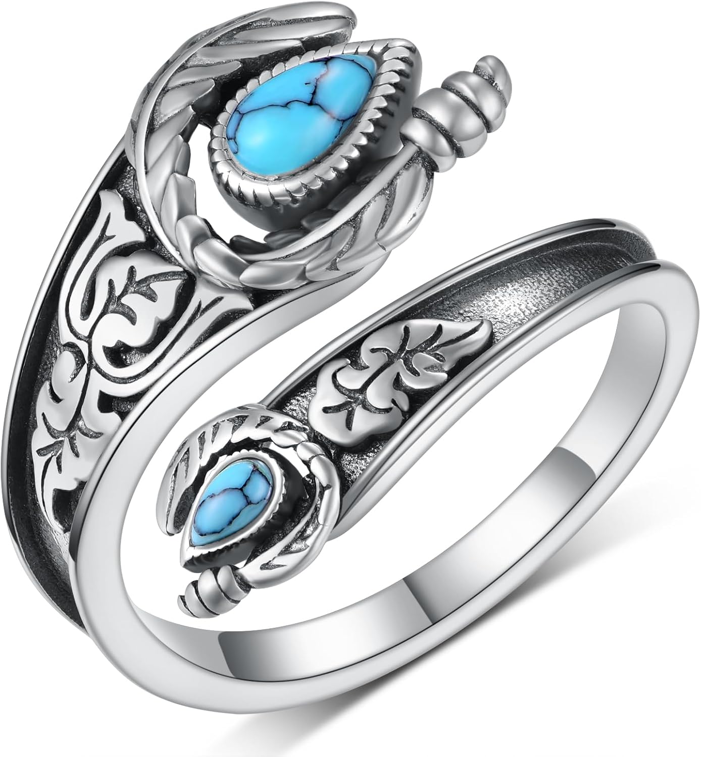 Spoon Rings for Women 925 Sterling Silver Turquoise Spoon Rings Vintage Thumb Rings Jewelry Gifts for Women Men